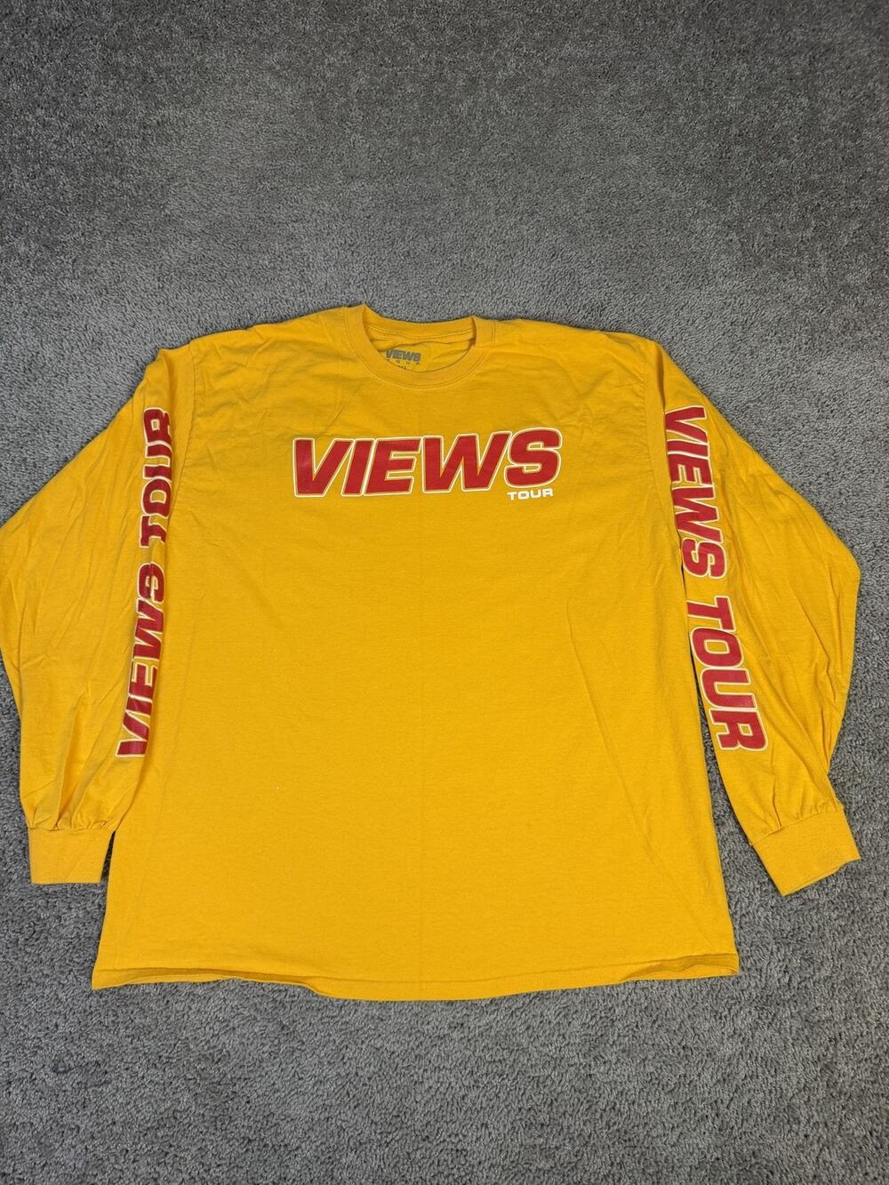Views Tour Shirt Mens XL Yellow VIEWS Tour Long Sleeve Crew Neck Tagless